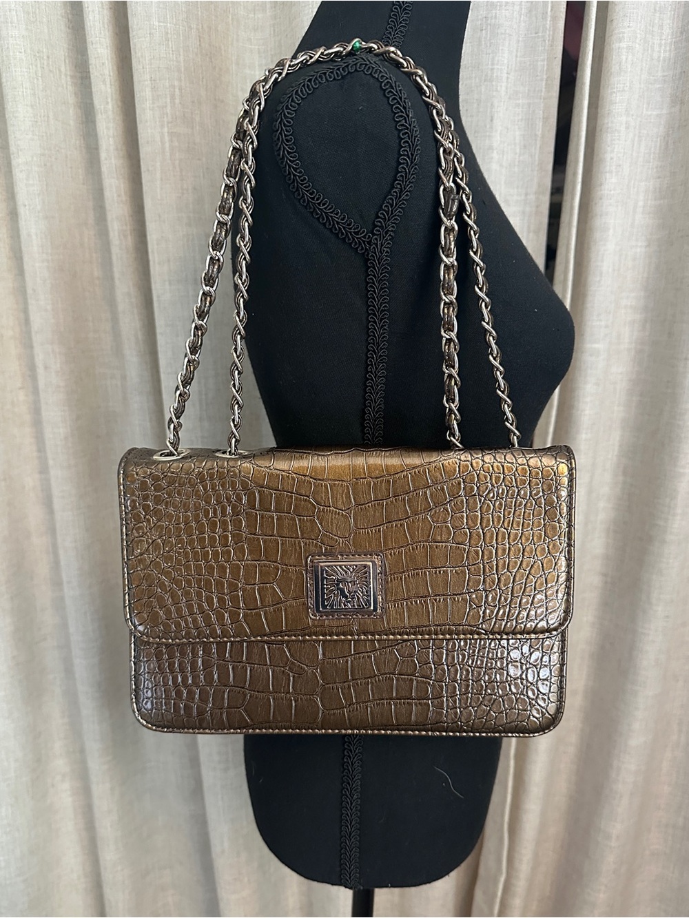 Ann Klein Bronze Faux Croc Purse